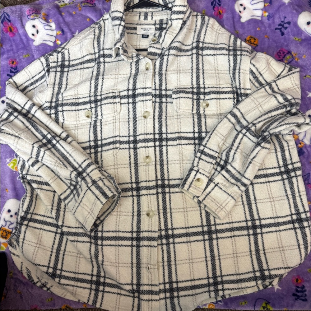 American Eagle Outfitters White and Black Casual Jacket